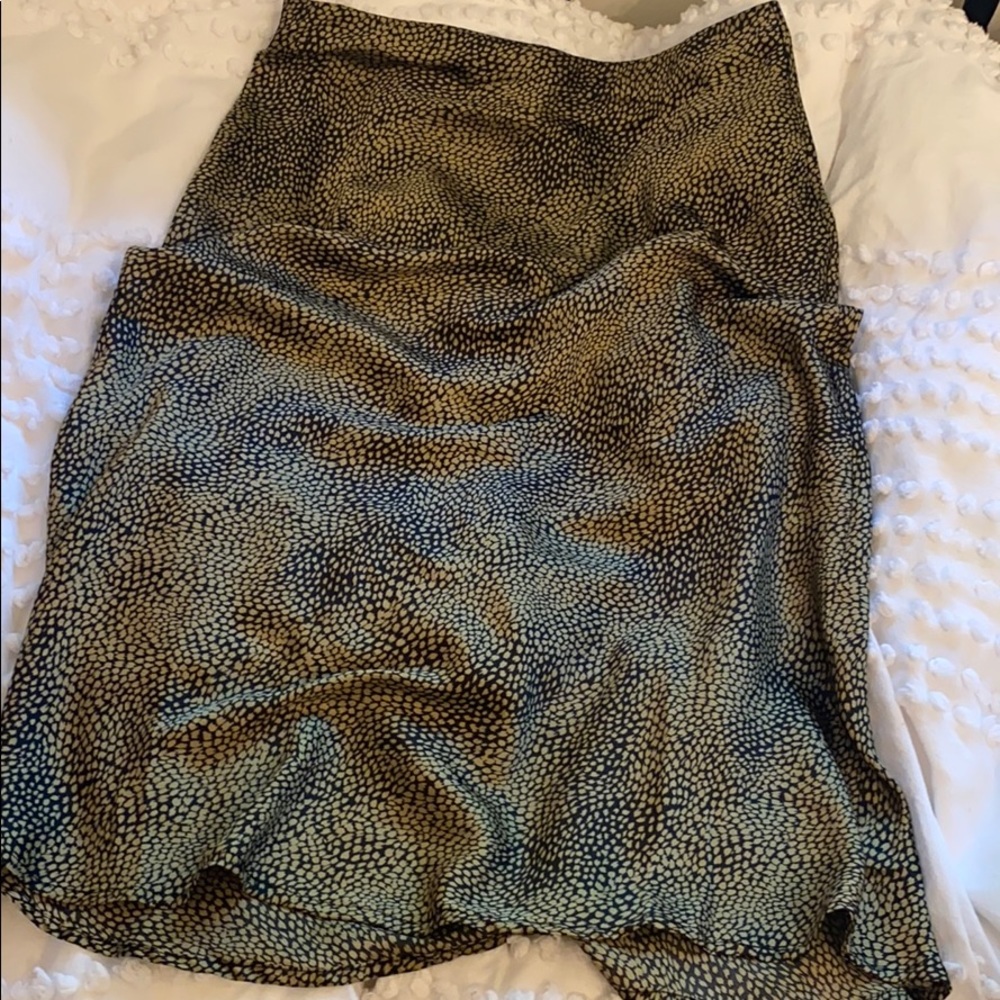 Printed silky slip skirt.